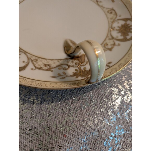 Noritake M Vtg Bone China Lemon Handled Plate Server Flowers Gold Trim Grandma - Picture 4 of 10